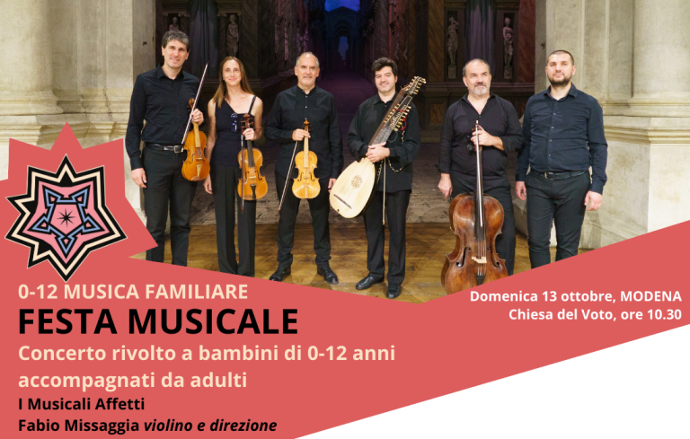 Grandezze & Meraviglie - Festival Musicale Estense 27° edizione presenta: "0-12 MUSICA FAMILIARE: FESTA MUSICALE CON ANTONIO VIVALDI", domenica 13 a Modena, presso la Chiesa del Voto alle ore 10.30.