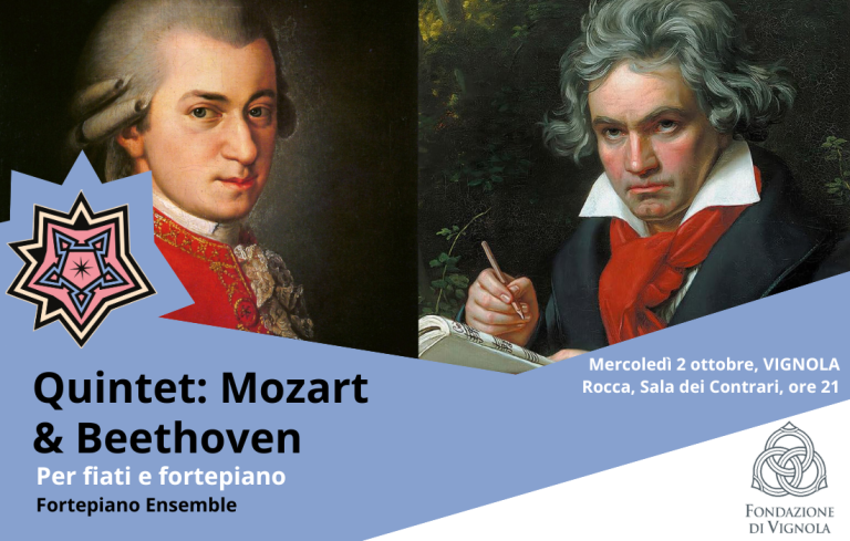 Grandezze & Meraviglie - Festival Musicale Estense 27° edizione presenta "Quintet: Mozart & Beethoven. Per fiati e fortepiano", mercoledì 2 a Vignola, presso la Rocca, Sala dei Contrari alle ore 21.